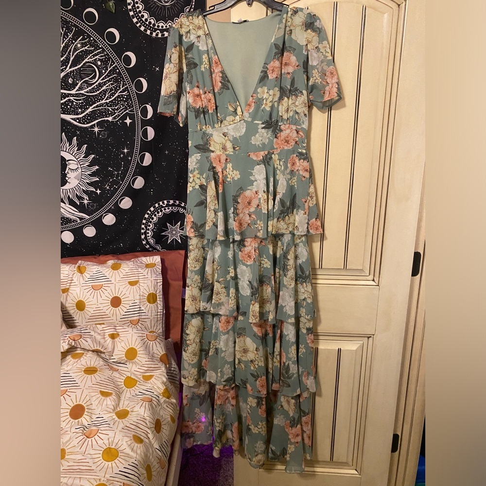 Balticborn Floral Green Maci Dress Size XL